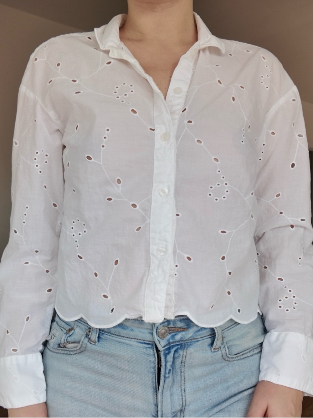 a new day White Eyelet Button-Down Shirt